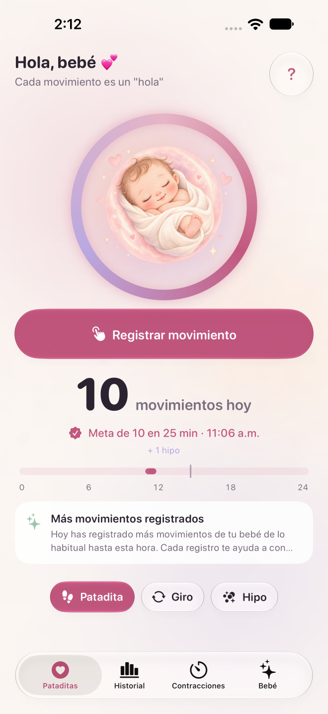 Pantalla real de Pataditas con registros de demostración.