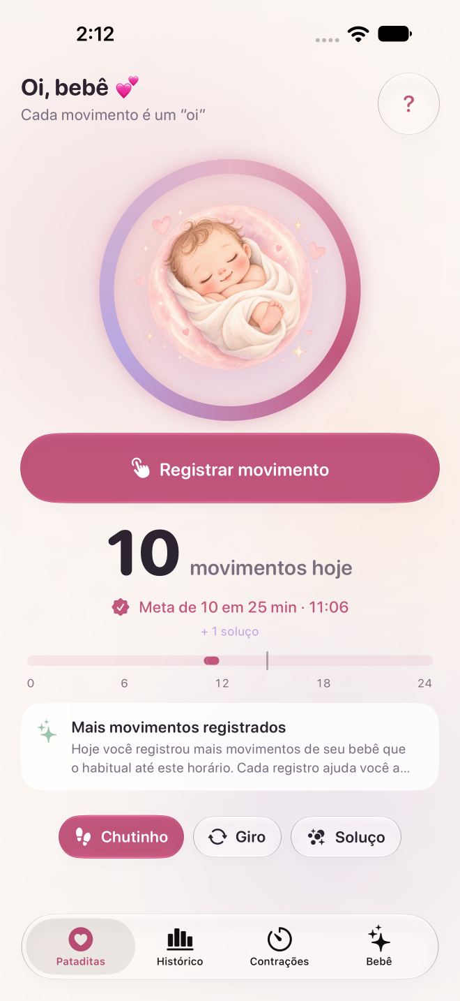 Tela real do Pataditas com registros de demonstração.