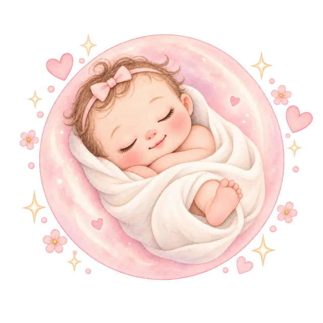 Watercolor sleeping baby in pink tones